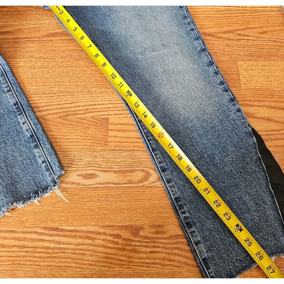 Current Elliott Kick Jean Light Sky with  Insert Raw Hem Crop Flare Jeans - Picture 4 of 8